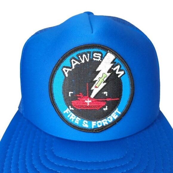 Vintage AAWS-M Anti Tank Missile Trucker Hat Mens One Size Blue 90s Snapback Cap - Picture 2 of 7